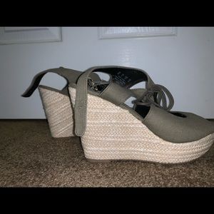 Lightly worn army green wedges